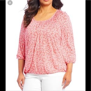 NWOT- Michael Kors Painterly Reef Peasant Top